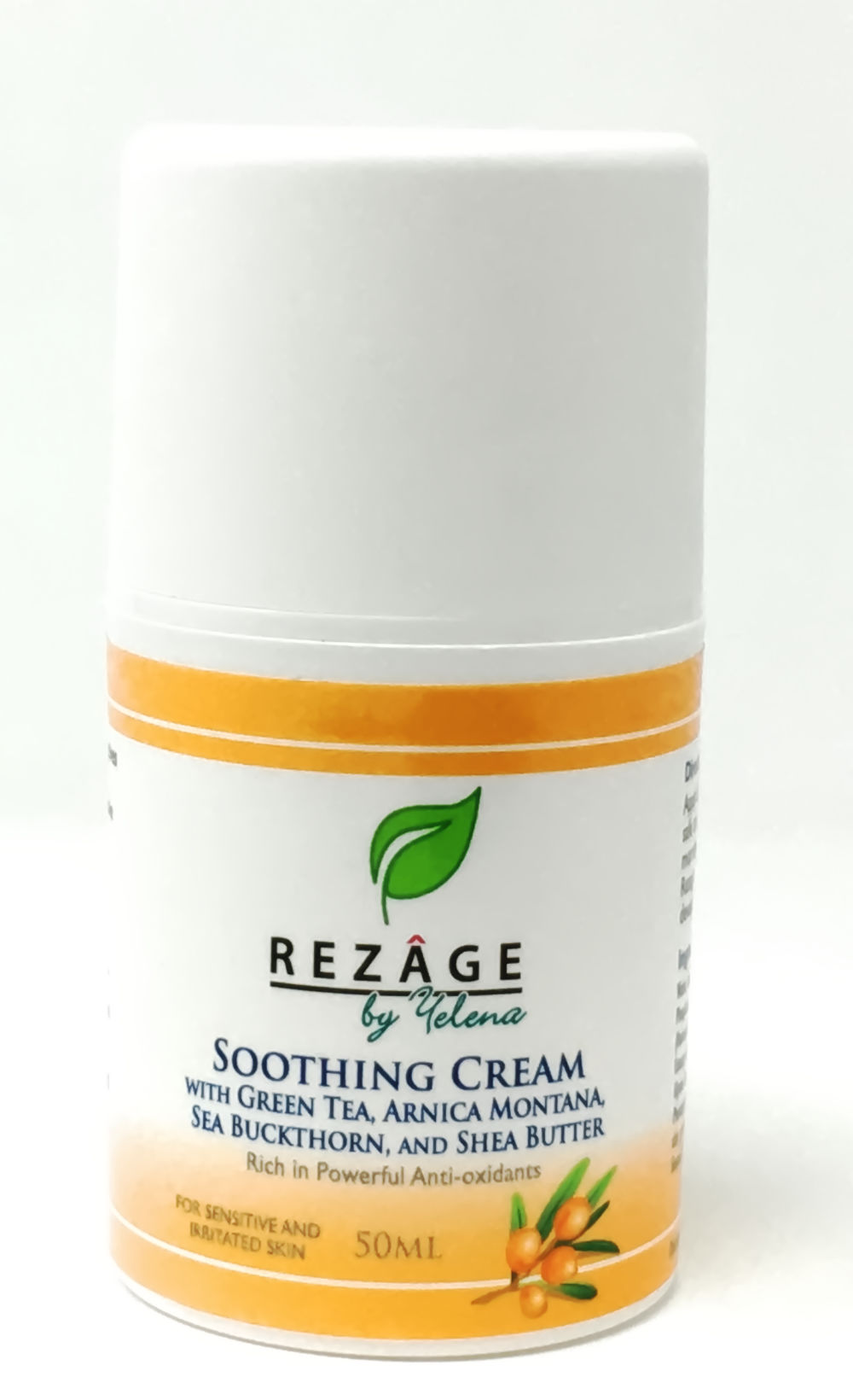 Rezage Soothing Cream with Green Tea Arnica Sea Buckthorn and Shea Butter